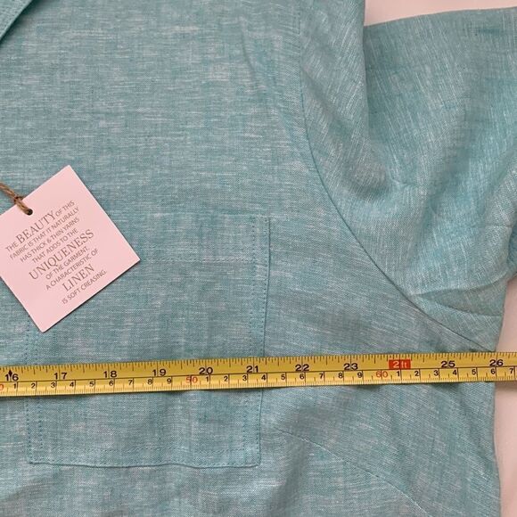 NWT Susan Graver Linen Blend Roll Up Tab Sleeve Women’s Shirt Size 1Xp - Picture 4 of 9